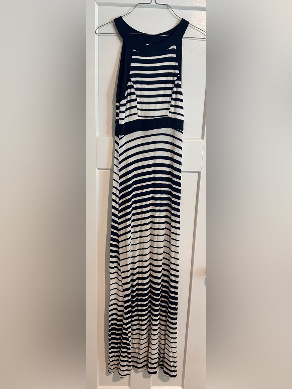 Striped Navy and White Maxi Dress